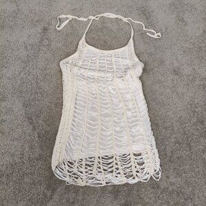 Women's Beaded Satin Halter Top Size Small Coquette Coachella Summer Beach Boho